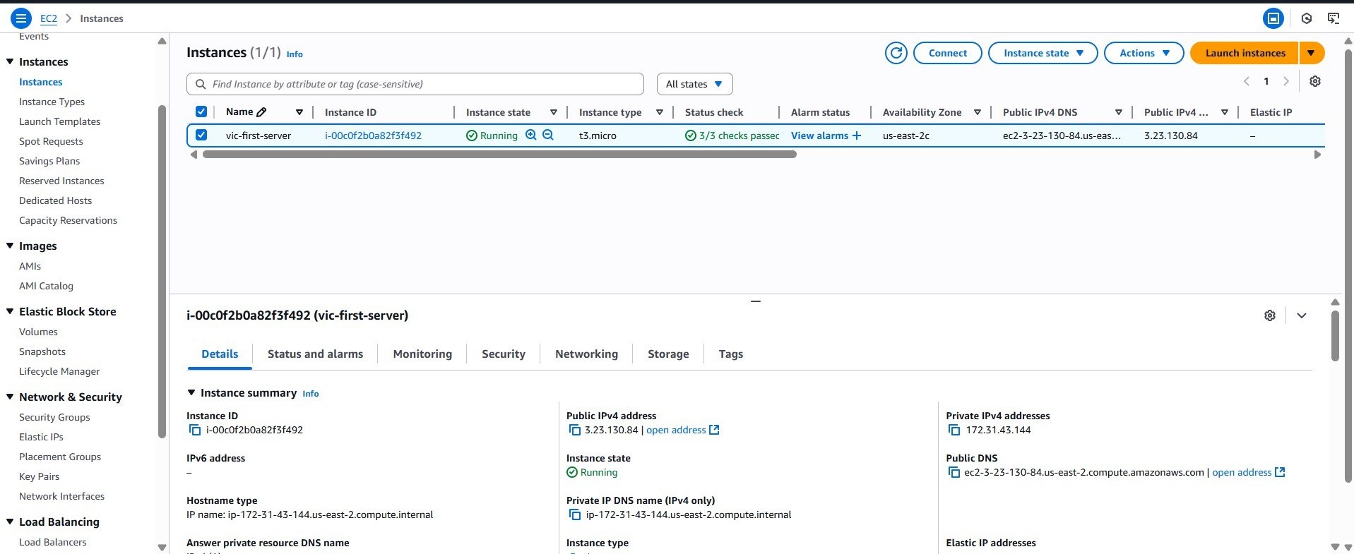 AWS EC2 Instance Setup Screenshot 1